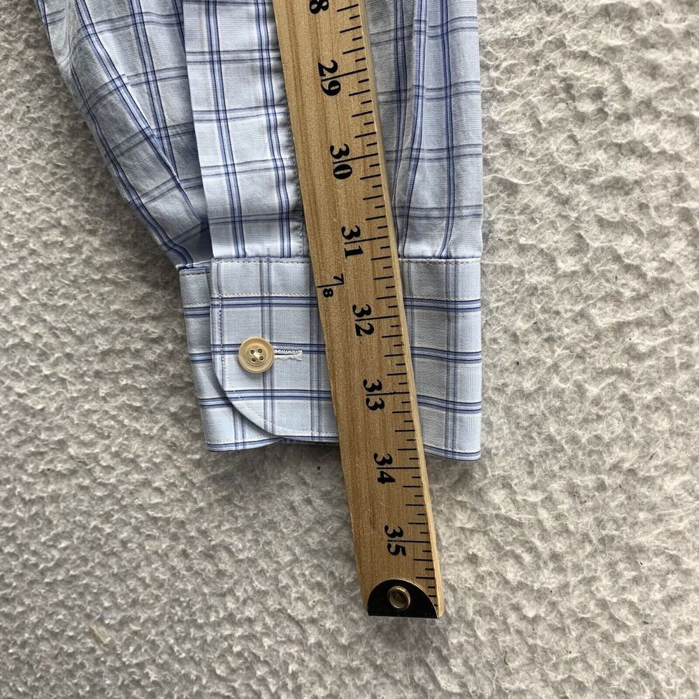 Ermenegildo Zegna Dress Shirt Mens XL X-Large Light Blue‎ Check Preppy Designer - Picture 8 of 11
